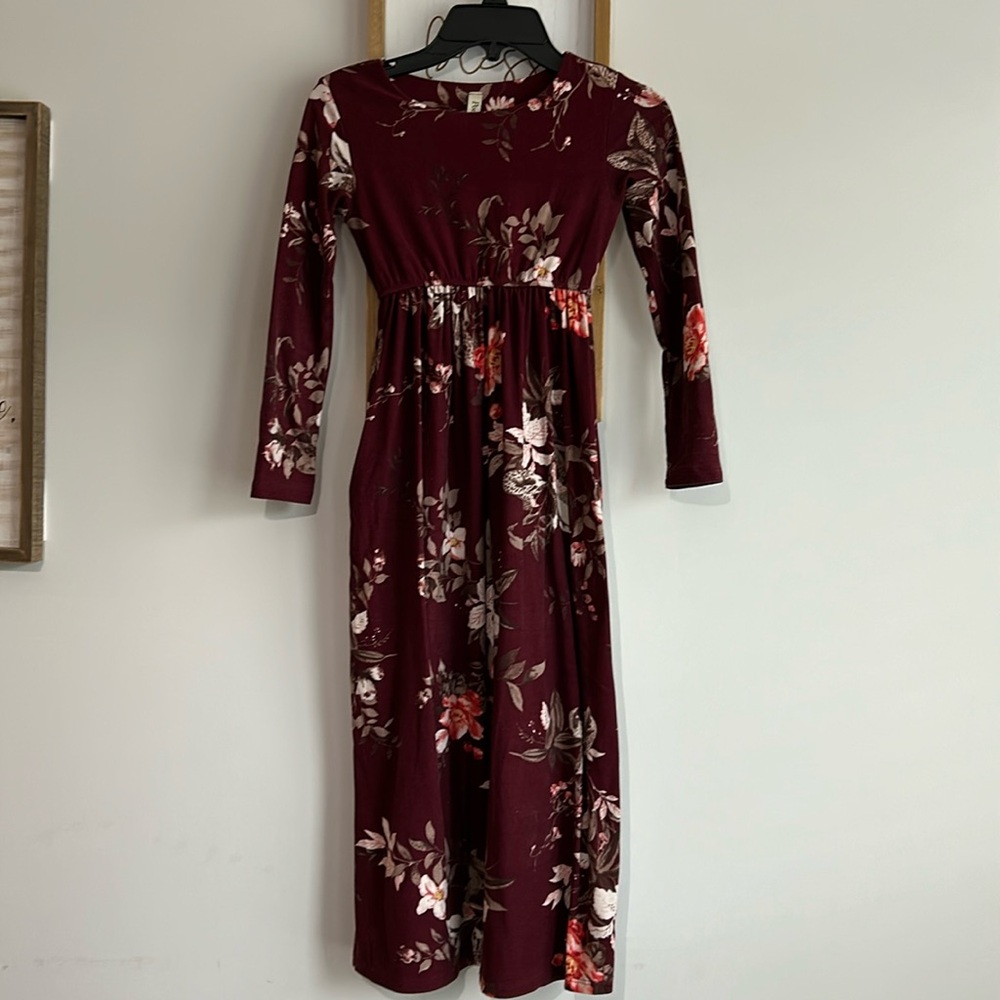 Maroon floral dress